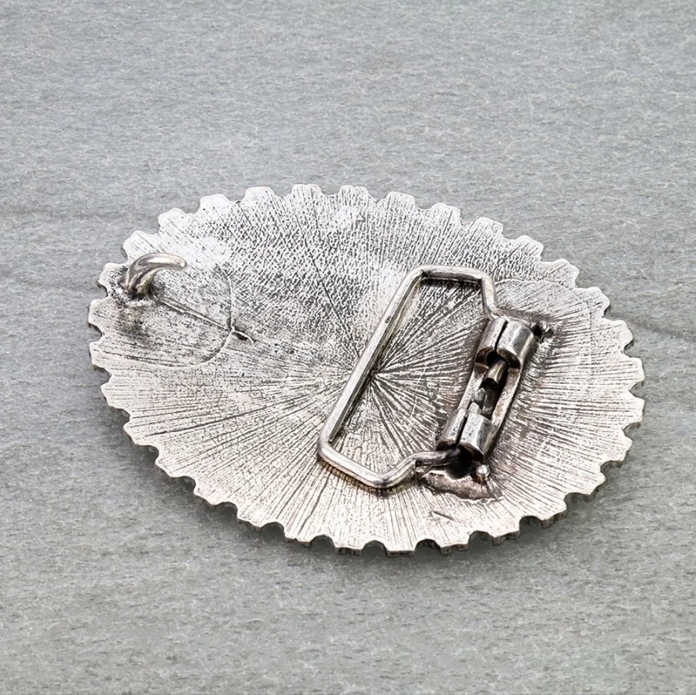 NWT Western Silver Floral Rhinestone Belt Buckle